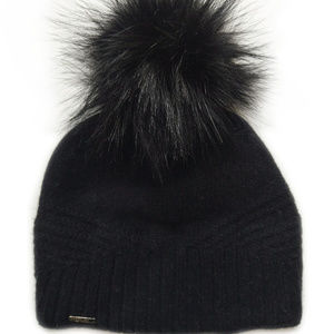 Frost Hats Cashmere Faux Raccoon Pom Beanie
